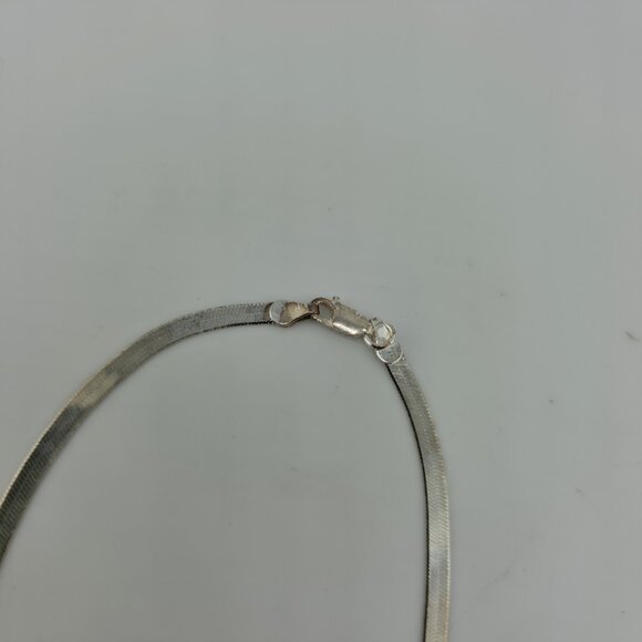 Italy 925 Sterling Silver Herringbone Chain 17” 3mm Lobster Clasp Necklace - Picture 4 of 11